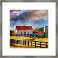 Red Roof Barn In Autumn Framed Print
