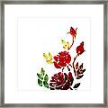 Red Rose Bouquet Watercolor Painting Framed Print