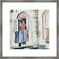 Red Shirt On The Laundry Line Framed Print