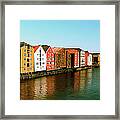 Reflection Of Buildings On Nidelva Framed Print