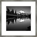 Reflection Of Mount Rainer In Calm Lake Framed Print