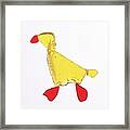 Representation Of A Duck On White Framed Print