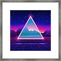 Retro Futuristic Landscape With Framed Print