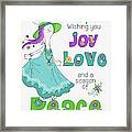 Retro Hippie Joy Love And Peace Dancing Holiday Bunny Framed Print