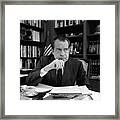 Richard Nixon At His Desk Framed Print
