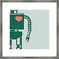 Robot With Heart On Chest Retro Poster Framed Print