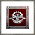 Roman Empire - Silver Roman Imperial Eagle Over Red Velvet Framed Print