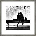 Romance By A Fountain - A New York Moment Framed Print