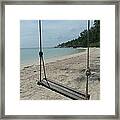 Rope Swing On A Beach Framed Print