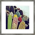 Rows Of Used Skateboards Leaning Framed Print