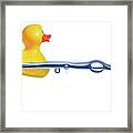 Rubber Duck On Water Framed Print