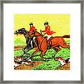 Running Dogs And Men Riding Horses Framed Print