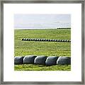 Rural Scene With Farm Field And Hay Framed Print