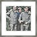 Russian Soldiers Posing Colorized By Ahmet Asar Framed Print