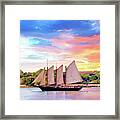 Sails In The Wind At Sunset On The York River Framed Print