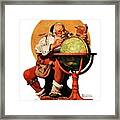 Santa At The Globe Framed Print