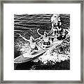 Santa Claus Surfing In Florida In The Framed Print