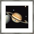 Saturn And Satellites Framed Print
