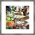 Scale At Vegetable Market Framed Print