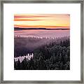 Scenic Landscape With Lake, Sunrise Framed Print