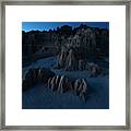 Scenic View Of Cathedral Gorge State Park Against Clear Sky At Night Framed Print