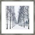 Scenic Winter Landscape With Snowy Road Framed Print