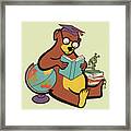 Scholarly Bear Reading Framed Print