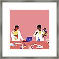 Scientists Working In Laboratory Framed Print