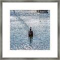 Seagull And Fishing Huts With Netfish Framed Print