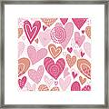 Seamless Vector Pattern With  Hearts Framed Print
