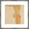 Seated Female Nude With Raised Right Arm,1910 Gouache,. Framed Print