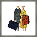 Senior Couple With Suitcases Framed Print