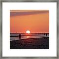Setting Sun At The Beach Framed Print