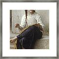 Sewing By Adolphe-william Bouguereau Framed Print
