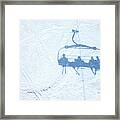 Shadow Of Skiers On Chair Lift Over Framed Print