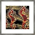Seahorses Shehorse Three On Black And Gold Framed Print