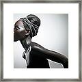 Side View Of Woman With Metallic Make Up Framed Print