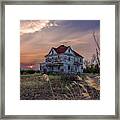 Silent Sunset - Abandoned Farm Home Near Churches Ferry Nd Framed Print
