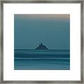 Silhouette Lighthouse On Mountain In Tillamook Island Against Sky At Dusk Framed Print