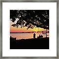Silhouette Of Trees In A Park, Bayfront Framed Print