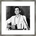 Singer Johnny Cash Playing Guitar Framed Print