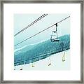 Ski Lifts On Snowy Mountain Framed Print
