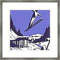 Skier Flying From A Jump Framed Print