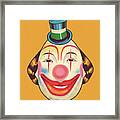 Smiling Clown Wearing Tiny Hat Framed Print