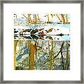 Snow Covered Forest Floor Reflected In A Winter Stream Framed Print