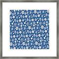 Snowflake Snowstorm With Sky Blue Background Framed Print