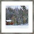 Snowy Cabin In The Woods Framed Print