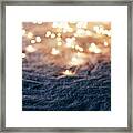 Snowy Winter Background With Fairy Lights. Framed Print
