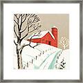 Snowy Winter Farm Scene Framed Print