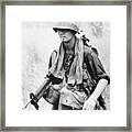 Soldier Smoking Two Cigarettes Framed Print